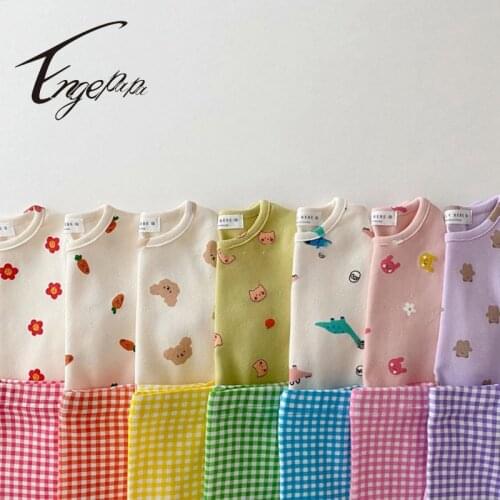 Engepapa Korean Style Childrens Clothes Baby Boy Girl Split Lovely Home Clothing Spring Autumn Long Sleeves Shirt+Pants 2PCS