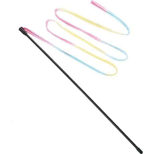 Cat Stick Cuddle Cudgel Interactive Pet Toy Rainbow Cloth Bar Supplies