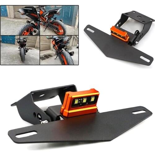 Motorcycle License Plate Frame Mount Bracket with LED Light for KTM Duke 125 200 250 390 2013 2014 2015 2016 2017 2018 2019