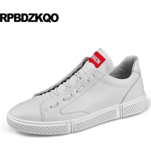 Skate Luxury Brand Shoes Men High Quality Fashion European Real Leather Handmade Casual White Genuine Trainers Runway Sneakers