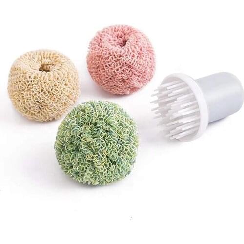 Kitchen Nanofiber Clean Rub Scrubbing Scouring Pad Household Detachable Steel Wool Scrubber for Kitchen Bathroom Cleaning Ball
