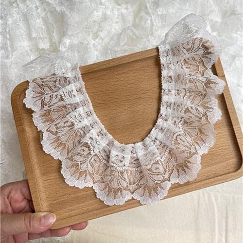 Trendy French 3D Embroidered Folds White Tulle Lace DIY Wedding Dress Clothing Skirt Home Textile Sofa Pillow Border Decoration