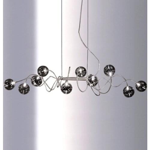 Nordic Creative LED Chandelier Smoky Gray Glass Ball Dining Room Island Hanging Light Bar Coffee Office Restaurant Pendant Lamp