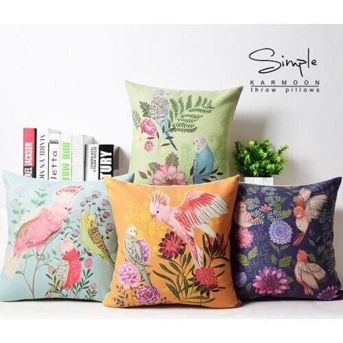 New Chic Birds Flowers Cotton Linen Pillow Case ative Cushion Case18"x18"Soft Room Gifts Single Sides Printing