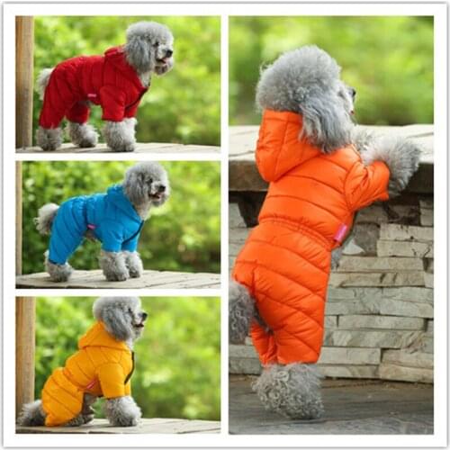 Dog Clothes Padded Coat Autumn Winter Thick Slim Jacket Down Padded Jacket Warm Jumpsuit Cothes
