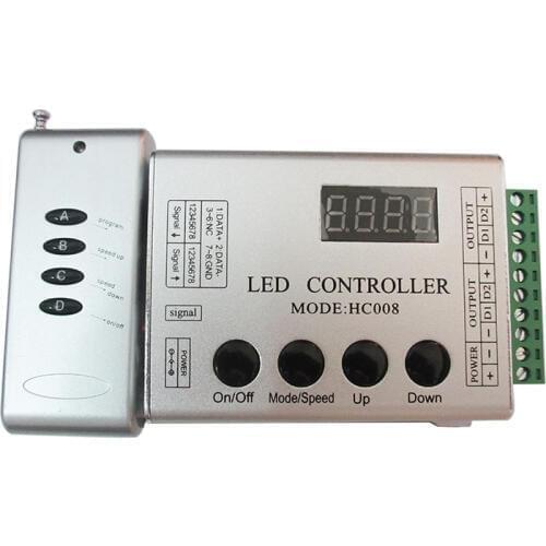 HC008 4Keys DC 5V 12V 24V programmable RGB led pixel controller 133 effect modes dimmer for WS2812 WS2811 2801 LED Strip Light