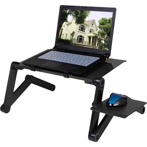 Adjustable Aluminum Laptop Desk Table Ergonomic TV Bed Lapdesk Tray PC Notebook Table Desk Stand With Cooling Fan Mouse Pad