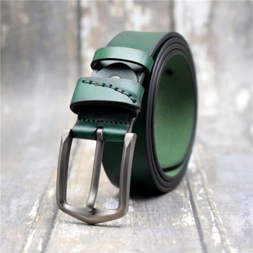 Genuine Leather Belt Men Black/green/blue/coffee/red Male Waist Belt Alloy Pin Buckle Belts Cummerbunds 95-130CM By Factory