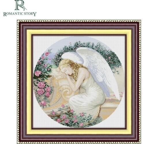 Romantic Story Beautiful Angel Painting Home Decoration Cross Stitch Handmade Needlework DMC Cross-Stitch For Embroidery Kits