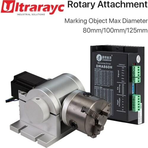 Cloudray Rotary Attachment MAX Diameter 80-125mm with Three Chuck and Driver Set for Fiber Laser Machine DIY Round Object