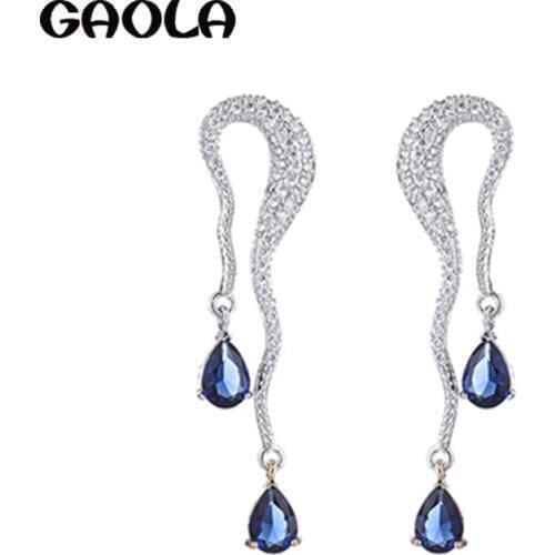 GAOLA Women Geometric Ear Shape Cubic Zirconia Earrings Crystal Long Dangle Earrings GLE7686