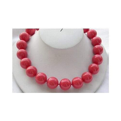 Z3499 17" 20mm coral-red round SOUTH SEA SHELL PEARL NECKLACE Factory Wholesale price Women Giftword JewelryCZ Luxury Ms. girl