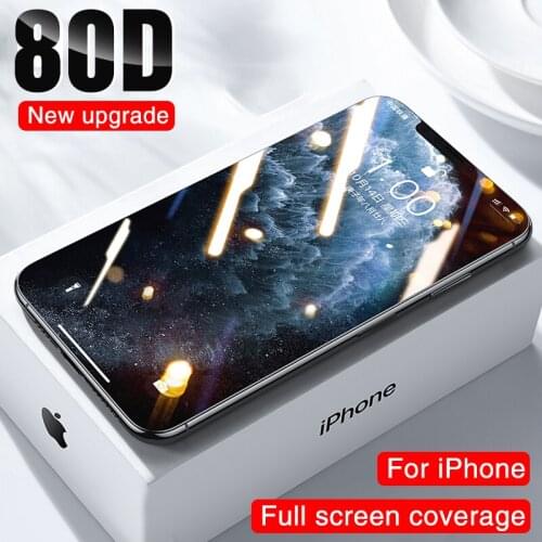 80D Full Cover Tempered Glass For iphone 11 12 PRO XS MAX X XR Screen Protector On iphone 7 8 Plus 6 6s SE Protective Glass Film
