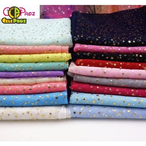 1M Golden Star Tulle Fabric Glitter Star Tulle Organza Fabric Wedding Birthday DIY Party Tutu SKirt Photograph Backdrop Fabric