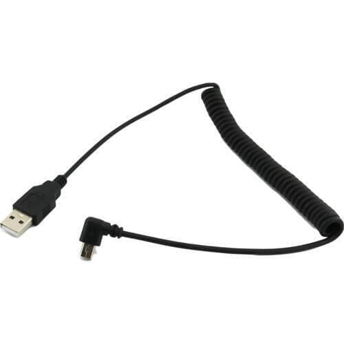 1pc USB 2.0 A Male to Mini USB 5 Pin Right Angled 90 Degree Spiral Coiled Adapter Cord Cable 5ft