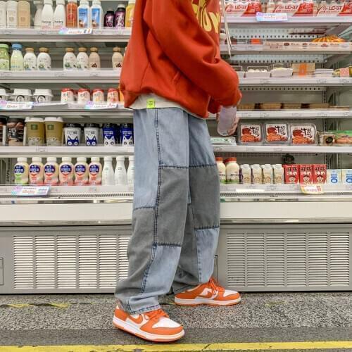 2020 Mens Fashion Wide Leg Pants Loose Baggy Homme Casual Pants Cargo Pocket Jeans Black/blue Washed Biker Denim Trousers M-2XL