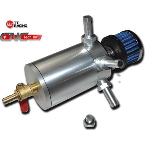 3NPT_SI - Baffled Aluminum Oil Catch Breather Can Reservoir Tank fits Ford BMW Dodge GM