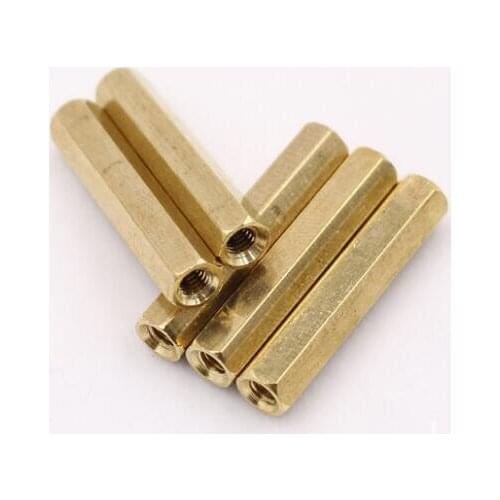 50Pcs M4 Brass Standoff Spacer Female to Female Brass Threaded Spacer Hex
