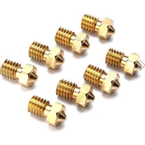 8pcs Four Sizes V6 Brass Nozzle For 1.75mm Filament Nozzle Extruder Print Head 3D Printer Accessories
