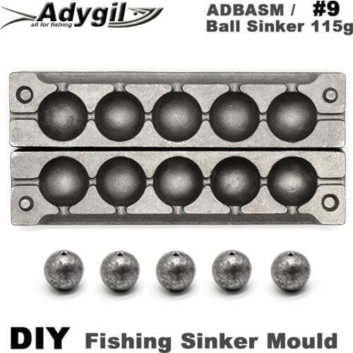 Adygil DIY Fishing Ball Sinker Mould ADBASM/#9 Ball Sinker 115g 5 Cavities