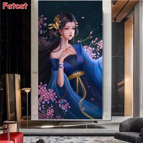 Diamond Painting full Square Round flower Woman Cross Stitch Kit DIY Embroidery Portrait Classical girl Picture Handmade PP1656