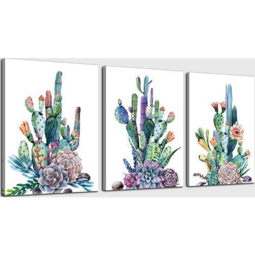 Diamond painting cross stitch 3pcs set canvas Art Simple Life Green Cactus Desert Plant Painting full diamond embroidery WW072