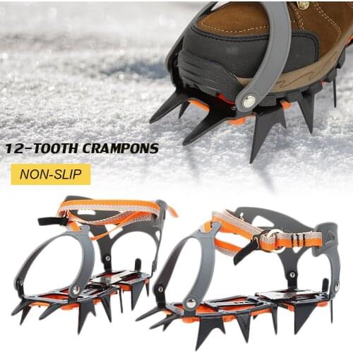12 Teeth Climbing Crampons Outdoor Rock Climbing Ice Fishing Snow Skid Shoe Cover Mountaineering Skid Gear Cover Crampon Hiking