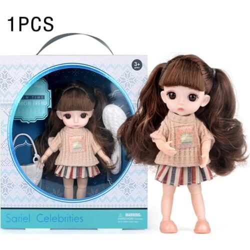 BJD Doll 16cm Doll Gifts For Girl Joints Dolls With Full Outfits Clothes Set Wig Makeup Handmade Beauty Toy