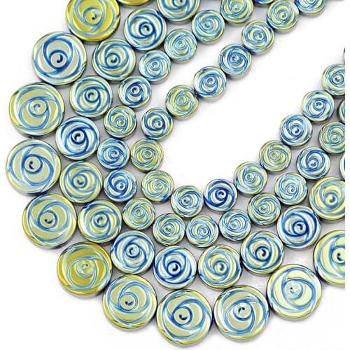 Green Hematite Spacers Beads 6/8/10MM Rose Flower Shape Natural Stone Loose Beads For Jewelry Making Diy Bracelet Accessories
