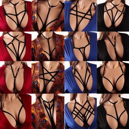 Pentagram Bra Belt Sexy Ladies Body Harness Bra Chest Bondage Erotic Lingerie Cage Bra Gothic Garter Belt Suspenders for Women