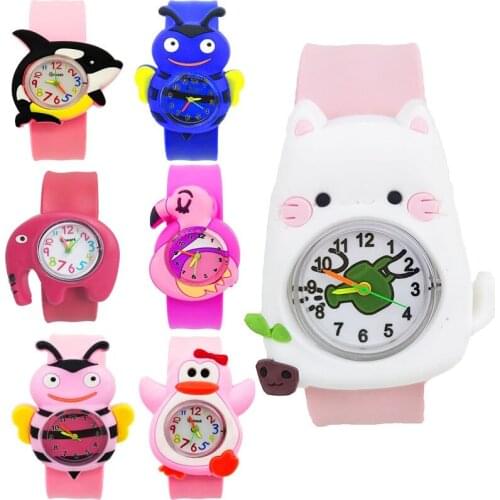 14 Style 3D Cartoon Flamingo Penguin Bee Mermaid Watch Kids Gift Children Watch for Boys Girls Learning Time Sports Quartz Watch