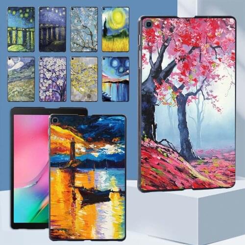 Tablet Case for Samsung Galaxy Tab A 10.1 2019 T510 / T515 Paint Pattern Ultra-slim Hard Plastic Back Shell Cover+Stylus
