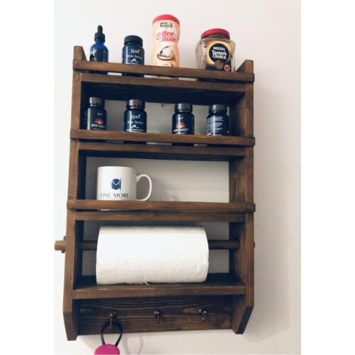 Wooden Kitchen Terek Rack Cabinet Raw Pine wood Produced Spice Cup Holder