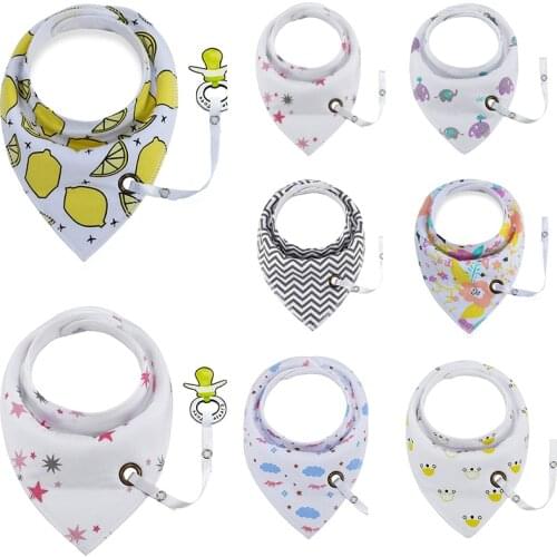 Baby Bibs Triangle Double Cotton Bibs & Anti-drop Rope Super Absorbent Cartoon Print Saliva Towel Baby Boys Girls Newborn