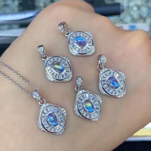 Fine Moonstone Gemstone Jewelry 925 Sterling Silver Blue Moonstone Pendants/natural moonstone pendant