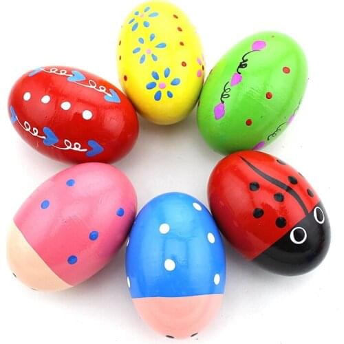 Set of 6 Wooden Percussion Musical Egg Maracas Egg Shakers for Children