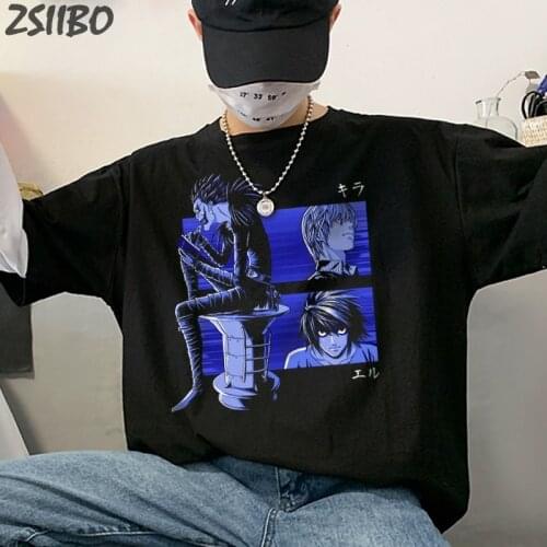 Novelty Death Note Shinigami Ryuk HipHop Fake Two Piece Unisex Anime T Shirt Mens Harajuku Light Yagami L Long Sleeve T-shirts