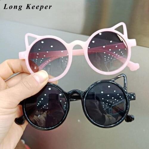 Lovely Round Kids Sunglasses Brand Cute Cat-ear Shape Glasses Children Glasses Baby Eyewear Outdoors Goggles UV Protection
