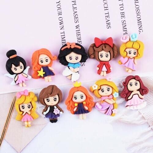 Mix Flatback Resin Cartoon Girl Planar Craft Supplies Diy Kawaii Cabochon Embellishments For Phone Case/headwear Decoration
