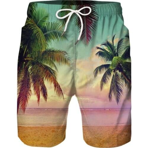Sunset Beach Palms tree 3D All Over Printed Mens Shorts Unisex Streetwear Shorts Summer Beach Polyester Casual Shorts DK-31