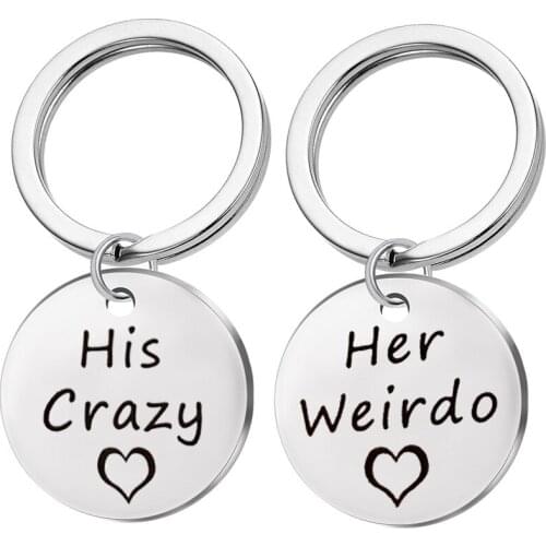 Couple Gift Keychain, His Crazy Her Weird Couple Gift Keychain, Gift for Girlfriend, Boyfriend, Wife, Husband Anniversary Gift
