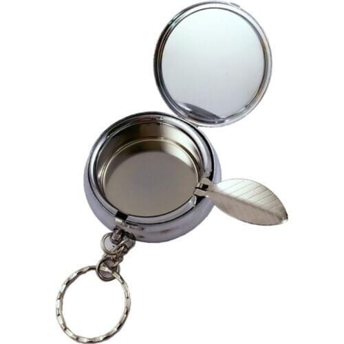 Portable Pocket Cigarette Ashtray Stainless Steel Key Chain Outdoor Ash Holder T4MD