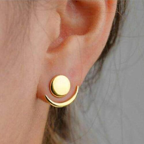 Simple Trendy Gold Color Geometric Round sun moon Statement Dangle Earrings For Wedding Oorbellen pendientes orecchini
