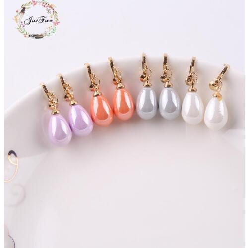 Luxury Ethnic resin Water Drop clip on earrings Jewelry 2018 Spring New Fashion 4 color Women no pierced Earrings Jewelry