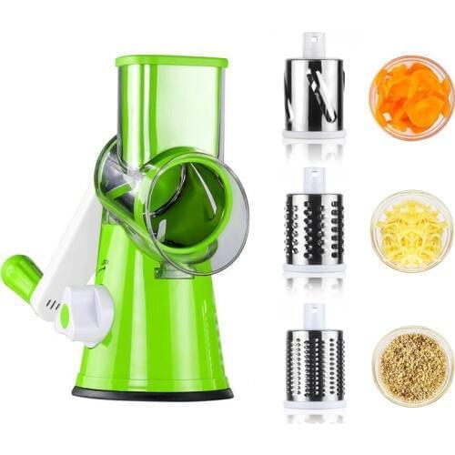 Manual Round Mandoline Slicer Vegetable Cutter Potato Julienne Carrot Slicer Cheese Grater Stainless Steel Blades Kitchen Tool