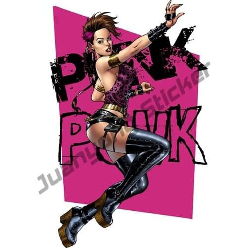 Sexy Punk Rock Pinup Girl Car Sticker Creative Windows Camper Yacht Decal Waterproof Scratch-Proof Exterior Accessories KK13x8cm