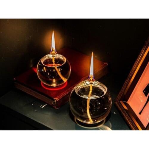 Sphere Glass Oil Lamp Set of 2 + Oil Lamp