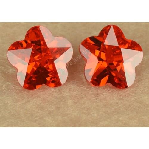 Sale AAAAA 3*3~10*10mm Light Garnet Five Leaves Flowers Shape Cut Lab Created Cubic Zircon Gems Loose CZ Red Stone For Jewelry