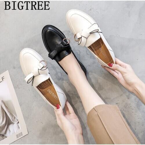 Black Flats Leather Shoes Women Loafers Work Shoes Women Butterfly-knot Comfortable Womens Shoes Fashion Zapatos Oxford Mujer