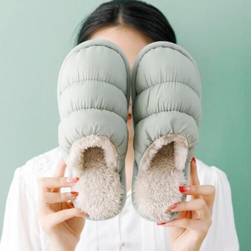 Winter New Comfort Cotton Slippers Men/Womens Soft Warm Home Indoor PVC Plush Slides Female Leisure Flat Household Sandals